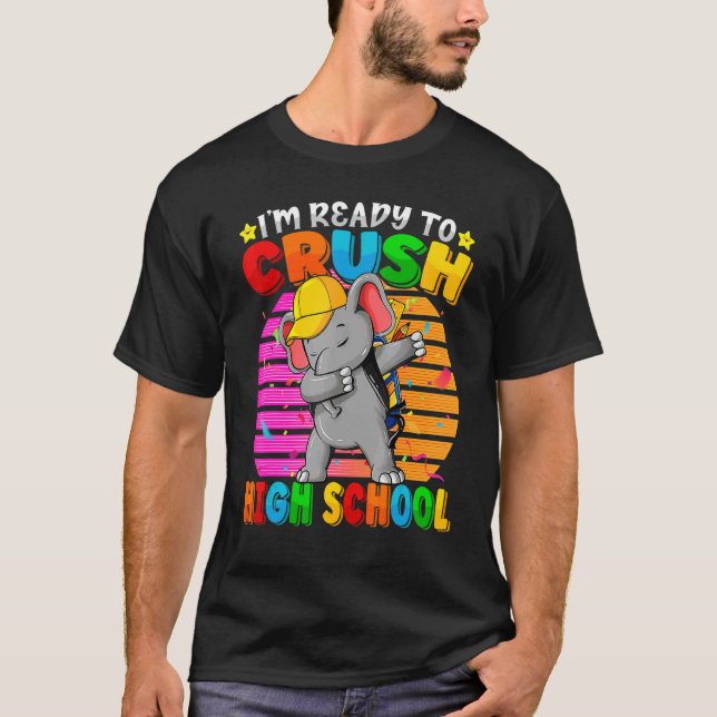 T-shirt Lycée Dabbing Elephant Retour À L'École Backpa (Devant)