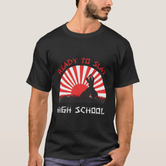 T-shirt Lycée Freshman japonais coucher de soleil Samurai