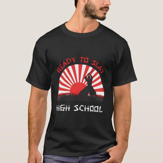 T-shirt Lycée Freshman japonais coucher de soleil Samurai (Devant)