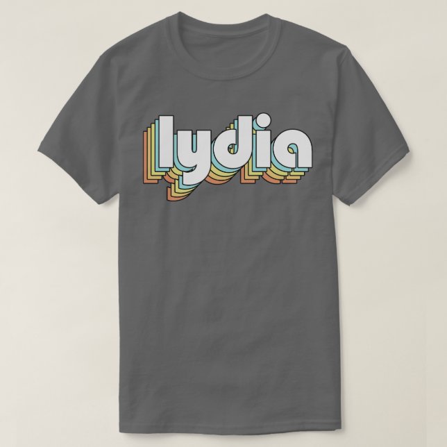 T-shirt Lydia Retro Rainbow Typographie style défraîchi (Design devant)