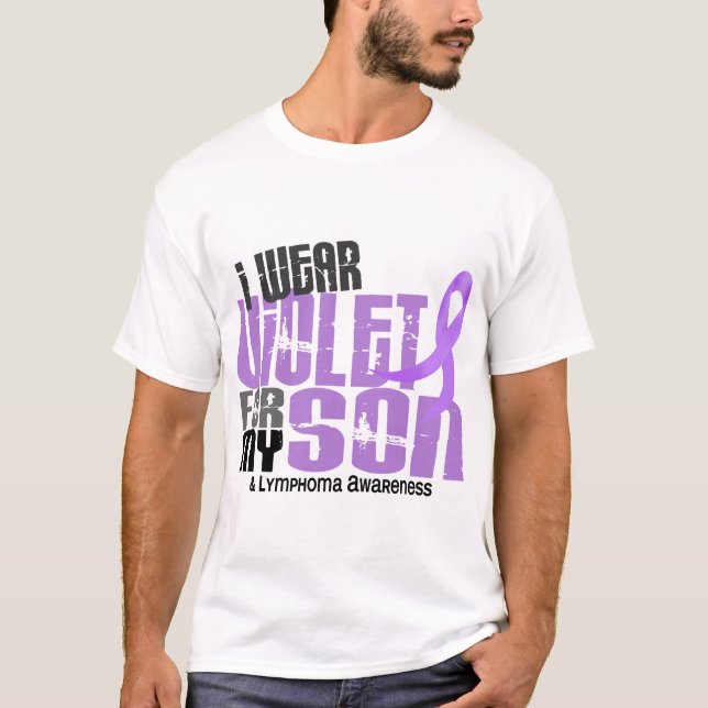 T-shirt Lymphome de Hodgkins je porte la violette pour mon (Devant)