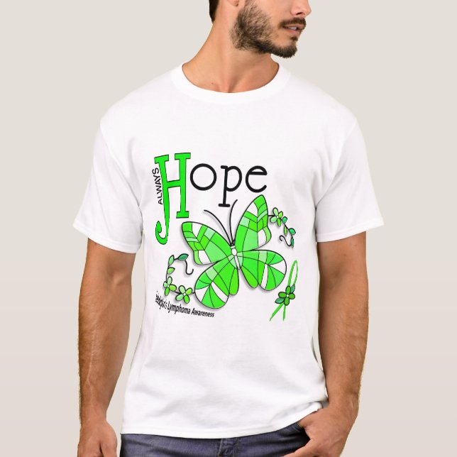 T-shirt Lymphome de Non-Hodgkins de papillon en verre (Devant)