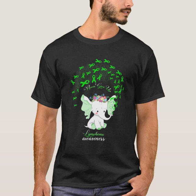 T-shirt Lymphome Sensibilisation Elephant Guerrier Vert Ru (Devant)