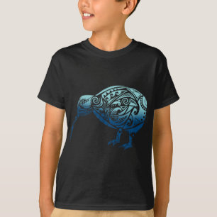 T-shirt Lynésie Maori Kiwi Oiseau Océan Bleu Nouvelle-Zéla