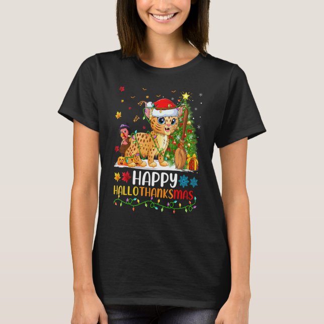 T-shirt Lynx Animal   Lynx heureux Hellothanksmas (Devant)