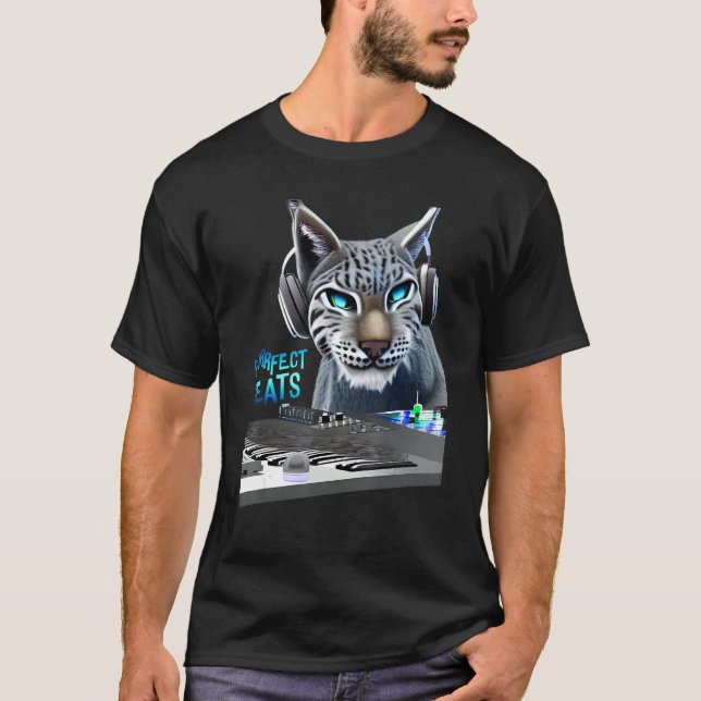 T-shirt Lynx Music Beats Bobcat Animal Musician (Devant)