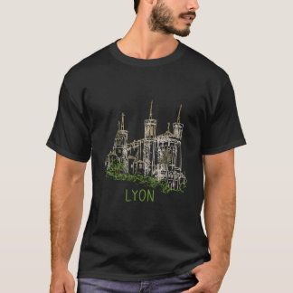T-shirt Lyon France Unique Main Dessinée Cadeau Artiste Ho