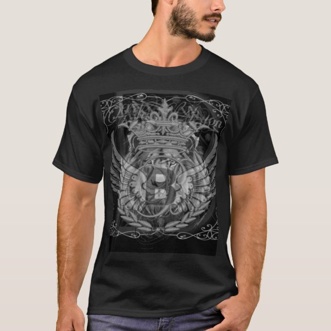 T-shirt Lyon royal noir courbé  (Devant)