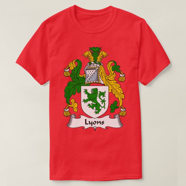 T-shirt Lyons Coat of Arms Lyons Family Crest  (Design devant)