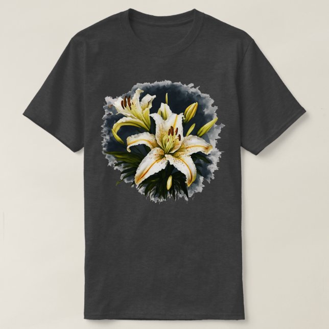 T-shirt Lys blancs artistiques Conception vectorielle (Design devant)