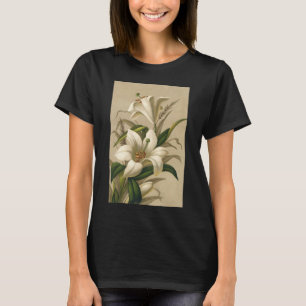 T-shirt Lys de Pâques vintages, Fleurs victoriennes en fle