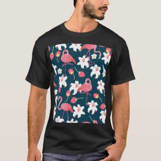 T-shirt Lys Flamant rose : Design Vintage tropical.