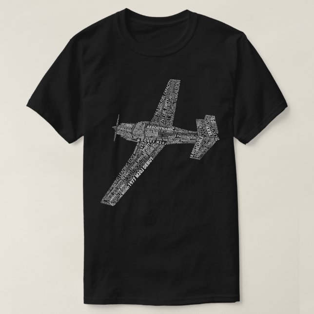 T-shirt M20 Typographie Avion Pilote d'aviation (Design devant)