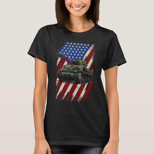 T-shirt M4A3EB Sherman Tank World War 2 American Tank USA (Devant)