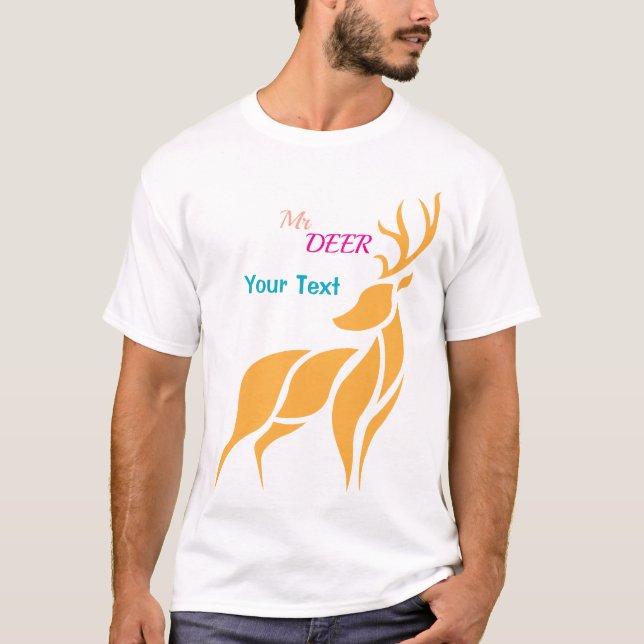T-shirt M. Cerf Graphique – Style Bois Rustique (Devant)