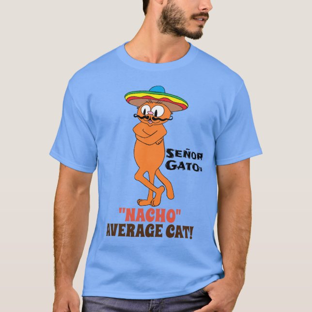 T-shirt M. CHAT ™ "NACHO" CHAT MOYEN ! Chat à la moustache (Devant)