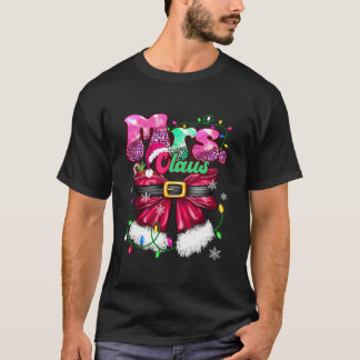 T-shirt M. et Mme Claus Couple Leopard Père Noël Retro Chr