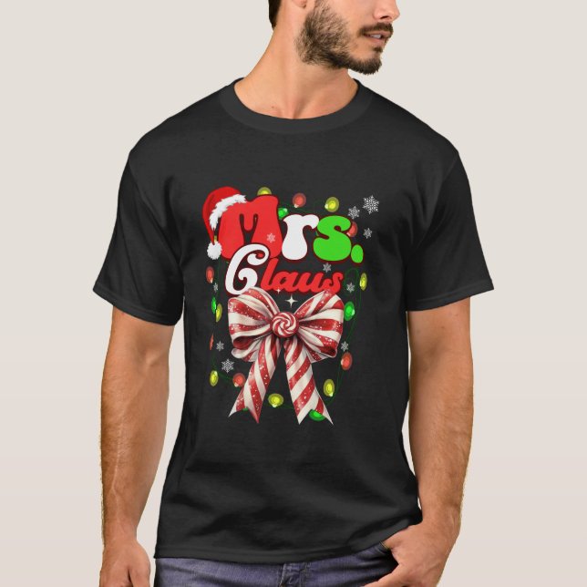 T-shirt M. et Mme Claus Couples de Noël Coquette Bow Ca (Devant)