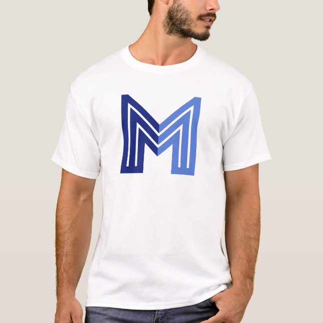 T-shirt M Géométrique Abstrait Bleu  (Devant)