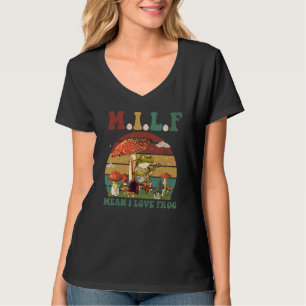 T-shirt M I L F Grenouille de champignons Jouer Banjo Cott