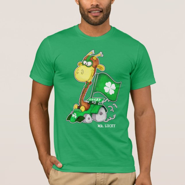 T-shirt M. Lucky. Drôle Giraffe St.Patrick's Day (Devant)