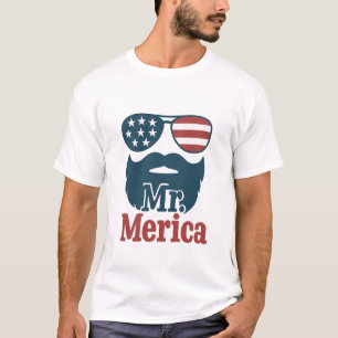 T-shirt M. 'Merica Patriotic Beard & Shades Pour Lui