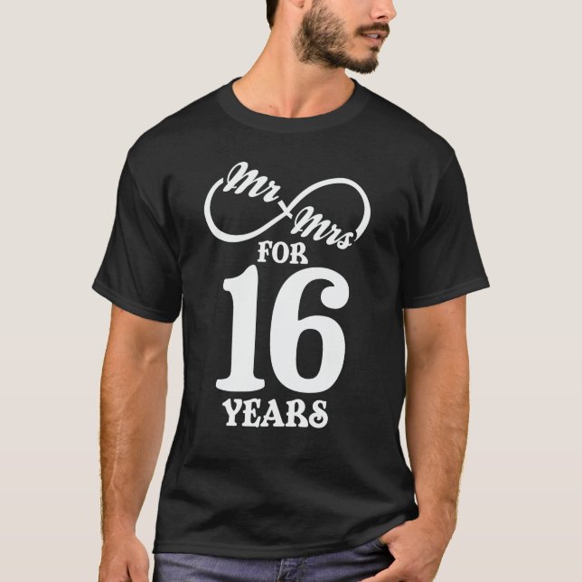 T-shirt M. & Mme Pour 16 ans 16e anniversaire de Mariage (Devant)