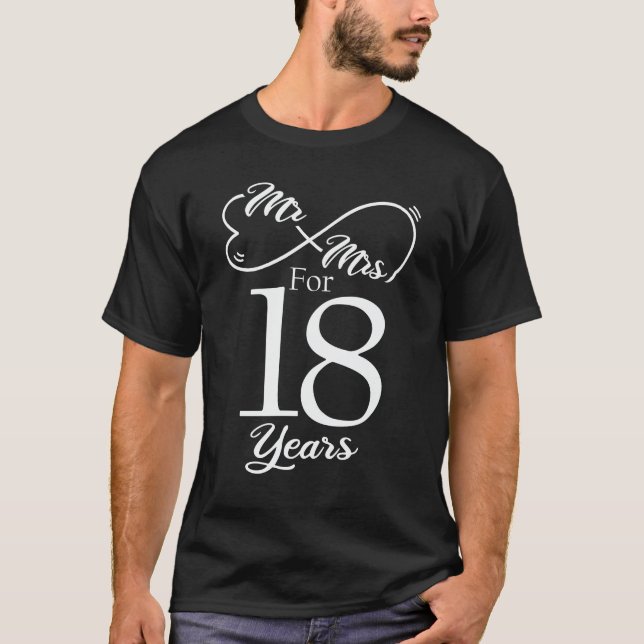 T-shirt M. & Mme Pour 18 ans 18e anniversaire de Mariage (Devant)