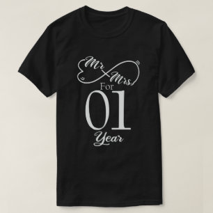 T-shirt M. & Mme Pour 1 an 1er anniversaire Mariage