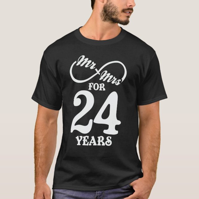 T-shirt M. & Mme Pour 24 Anniversaire du 24e Mariage (Devant)