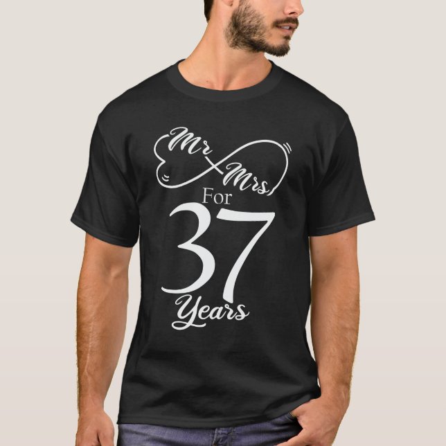 T-shirt M. & Mme Pour 37 Anniversaire du 37e Mariage (Devant)