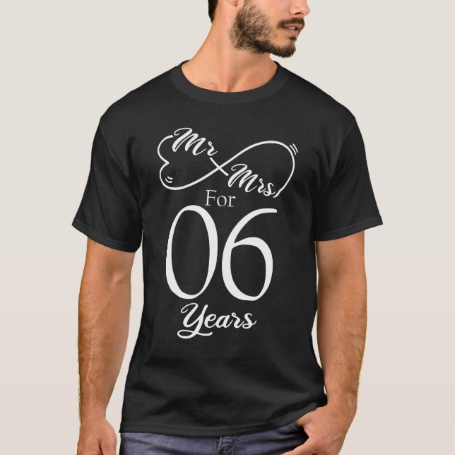 T-shirt M. & Mme Pour 6 ans 6e anniversaire de Mariage (Devant)