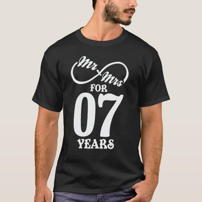 T-shirt M. & Mme Pour 7 ans 7e anniversaire de Mariage (Devant)