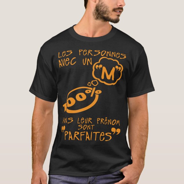 T-shirt m parfaite prenom citation lettre personne (Devant)