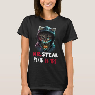 T-shirt M. Steal Your Heart Chat Valentine's Day V Garçons