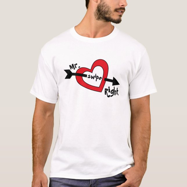 T-shirt M. Swipe Droite Mobile Dating App Conception migno (Devant)