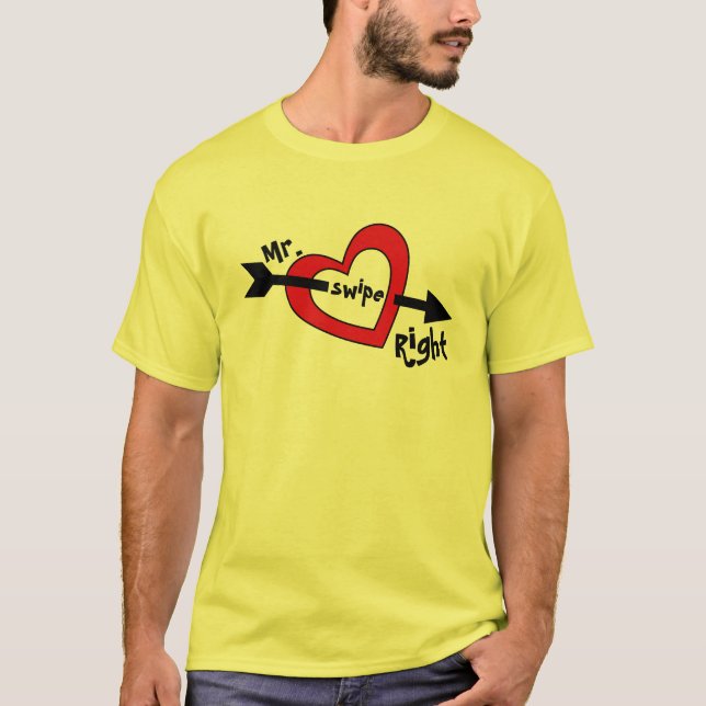 T-shirt M. Swipe Droite Mobile Dating App Cute Design T-Sh (Devant)