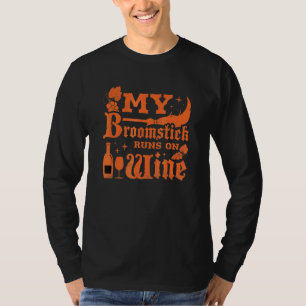 T-shirt Ma balai vole avec du vin Sorcière d'Halloween