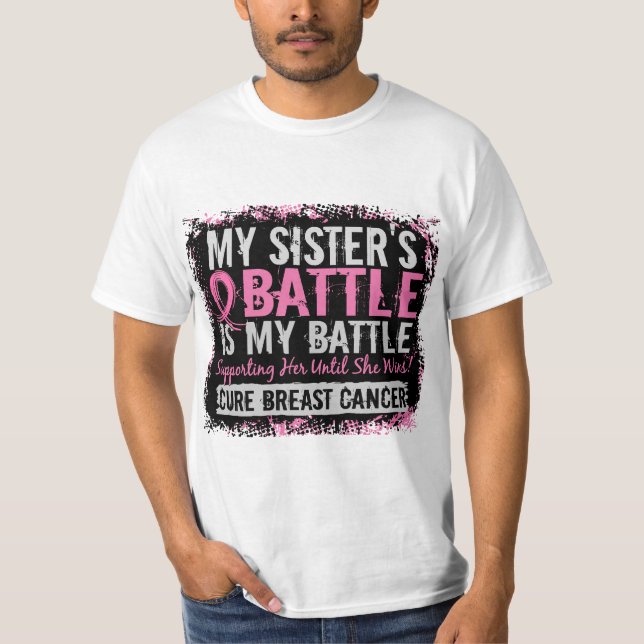 T-shirt Ma bataille soeur de trop 2 cancers du sein (Devant)