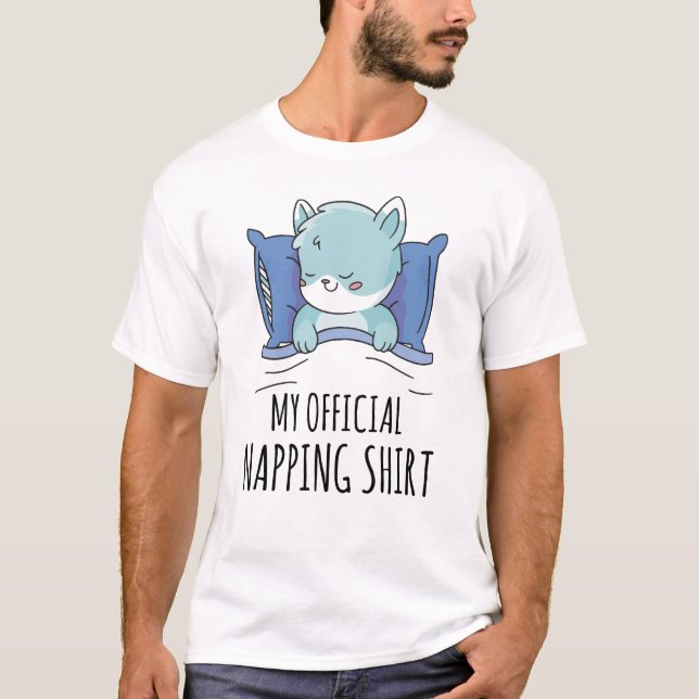 T-shirt Ma chemise de sieste officielle avec Cat couché (Devant)