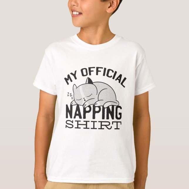 T-shirt Ma chemise de sieste officielle - Chat en sommeil (Devant)