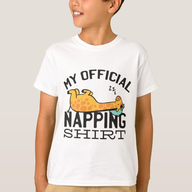 T-shirt Ma chemise de sieste officielle - Giraffe endormie (Devant)