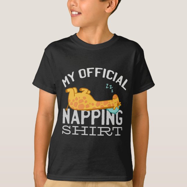 T-shirt Ma chemise de sieste officielle - Giraffe endormie (Devant)