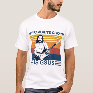 T-shirt Ma Chord Favorite Est Gsus Jesus Jouer Guitare Rét