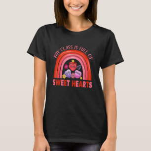 T-shirt Ma classe est pleine de cœurs arc-en-ciel professe