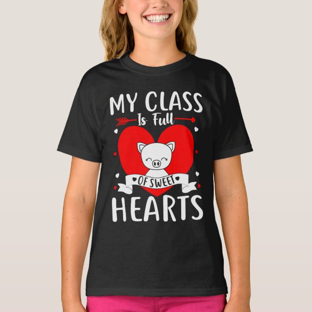 T-shirt Ma Classe Est Pleine De Coeurs Sucrés Valentine (Devant)