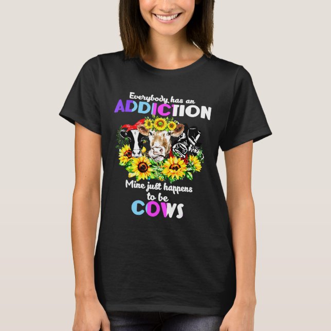 T-shirt Ma dépendance c'est les vaches vache (Devant)