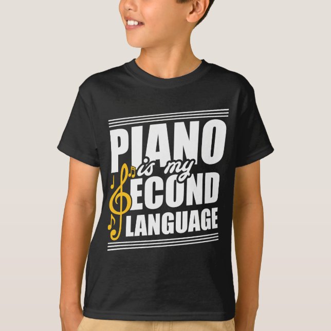 T-shirt Ma deuxième langue est cadeau de pianiste (Devant)