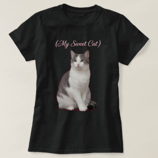 T-shirt Ma douce chatte grise blanche photo design