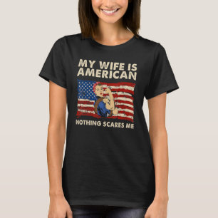 T-shirt Ma Femme Est Américaine America Pride Drapeau Patr